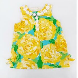 Lilly Pulitzer Yellow First Impression Baby Shift Dress Roses